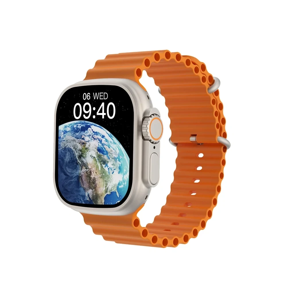 WiWu SW01 Ultra Bluetooth Calling Smart Watch- Black & Orange (IP68, Sports Modes, 2.1″ HD IPS)